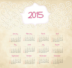 Calendar 2015 year