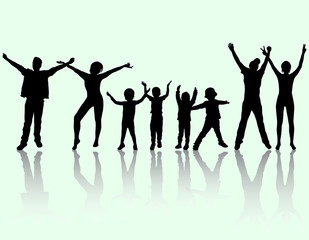 Happy family silhouettes