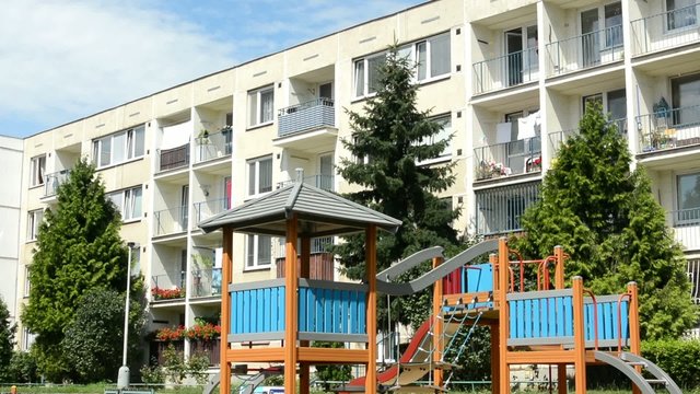 housing estate (development) with nature and child playground