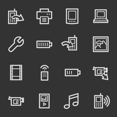 Mobile content web icons, grey set