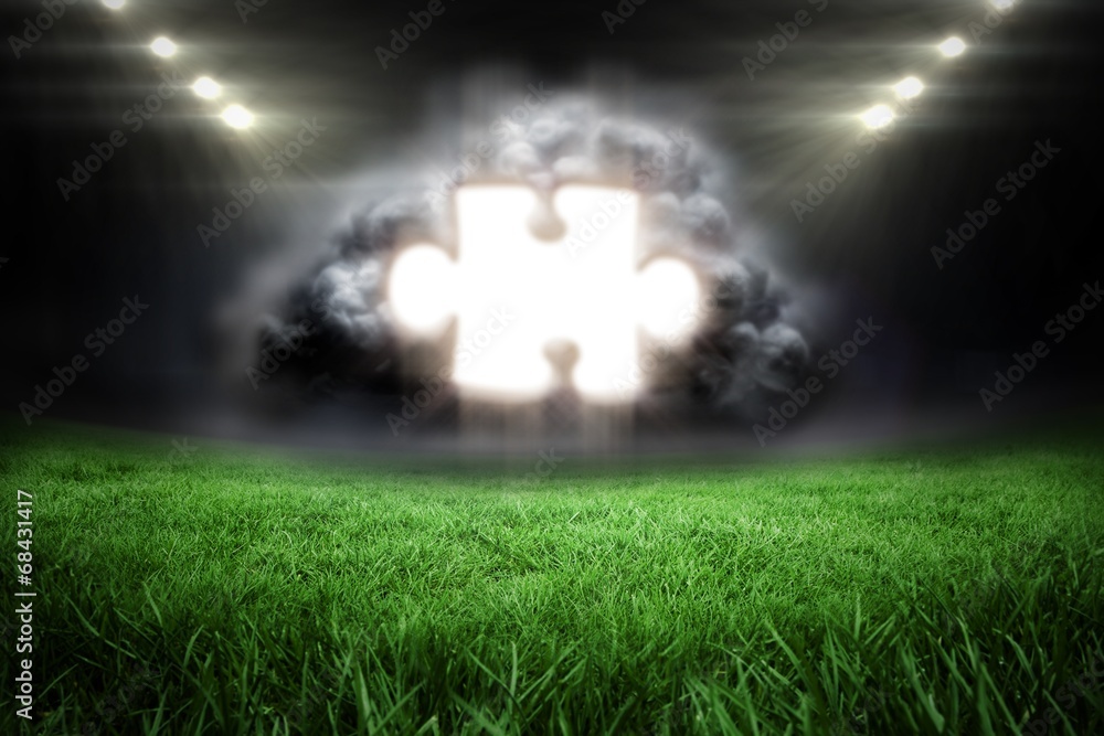 Aufkleber composite image of jigsaw piece in grey cloud