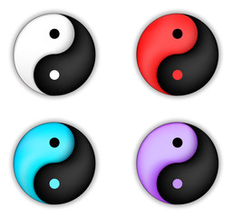 set of yin-yang circle vector icon