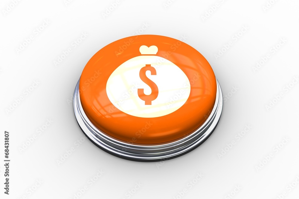 Poster composite image of money bag graphic on button