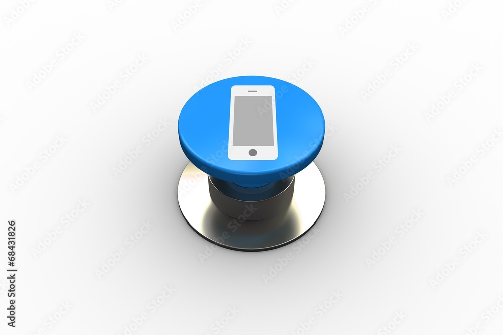 Poster Composite image of smartphone graphic on button