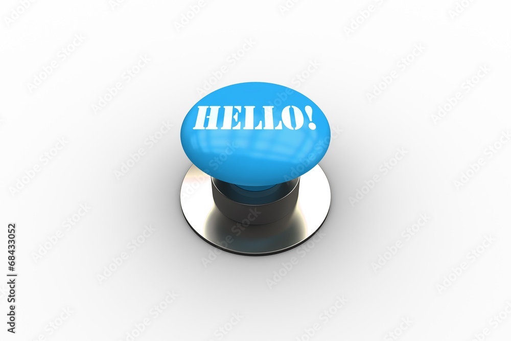 Aufkleber hello on blue push button