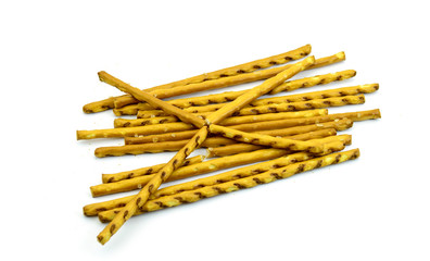 Pretzel snacks on white background