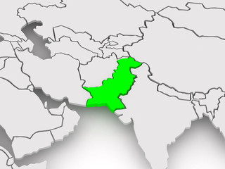 Fototapeta premium Map of worlds. Pakistan.