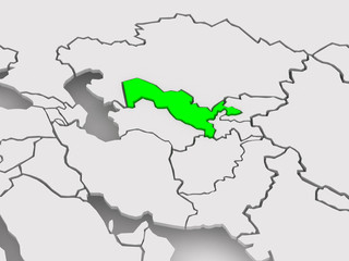 Fototapeta premium Map of worlds. Uzbekistan.