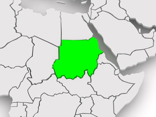 Obraz premium Map of worlds. Sudan.
