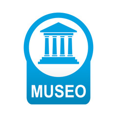 Etiqueta tipo app azul redonda MUSEO