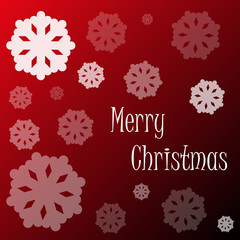 Fototapeta na wymiar merry christmas snowflakes on red background
