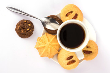 Hot drink coffee and cookies