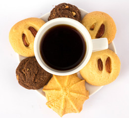 Hot drink coffee and cookies