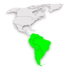 Obraz premium Map of worlds. South America.