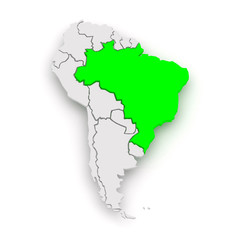 Fototapeta premium Map of worlds. Brazil.