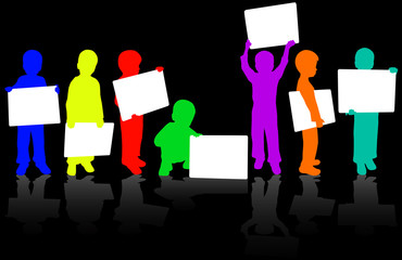 Boy silhouette with banner