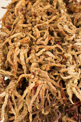peppers hung to dry in the La Boqueria market Barcelona