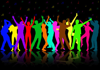 Obraz na płótnie Canvas Dancing people silhouettes