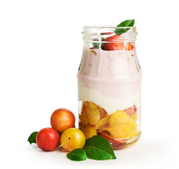 homemade yogurt with cherry plums