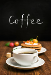 coffee and waffles with berries