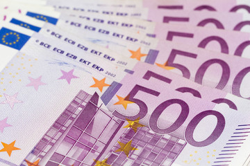 Stack of money with large 500 euro banknotes. What is your dream
