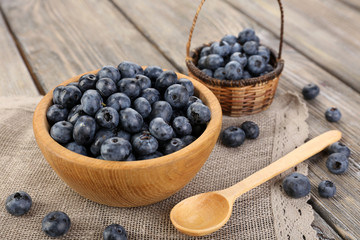 Fresh blueberries on wooden table