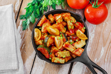 roasted squash and zucchini in tomato sauce