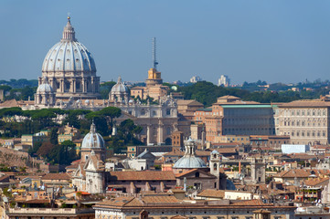 Fototapeta na wymiar Rome roofs panorama view