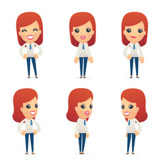 set of reception character in different poses