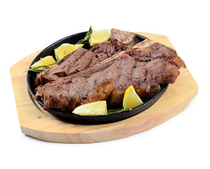 Stake from mutton with a lemon