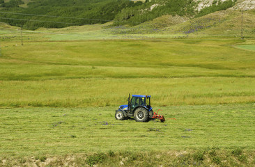 Fototapeta premium The Tractor on Middle of Field