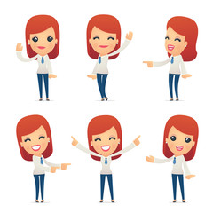 set of reception character in different poses