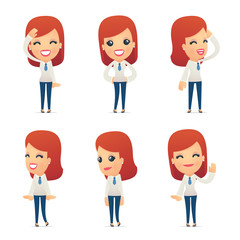 set of reception character in different poses