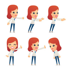 set of reception character in different poses