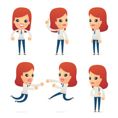 Fototapeta premium set of reception character in different poses