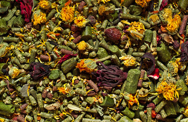 Dried herbs and pellets