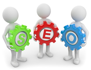 Seo 3d Männchen mit Zahnräder