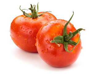 Tomatoes on white background.