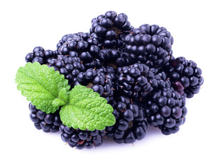 Ripe blackberry with mint.