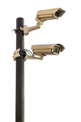 Security cameras on pole