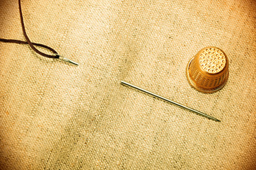 needle thread thimble retro