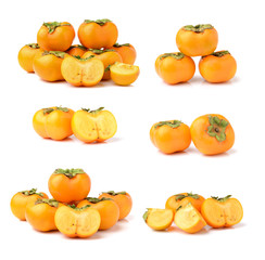 ripe persimmons isolated on white background