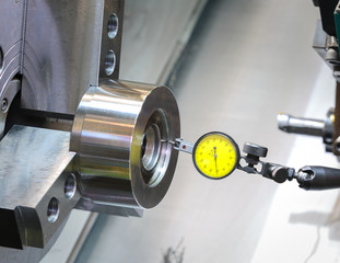 industrial metal work machining process by cutting tool on CNC l
