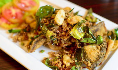 deep fried fish with thai herbs
