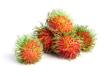 ambutan fruit with red shell isolated on white background