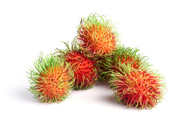 ambutan fruit with red shell isolated on white background