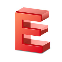 3d red letter E