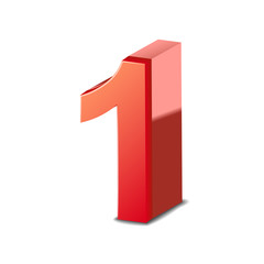 3d shiny red number 1