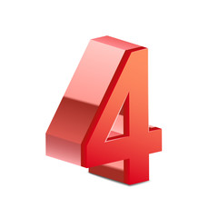 3d shiny red number 4