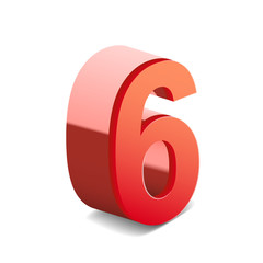 3d shiny red number 6